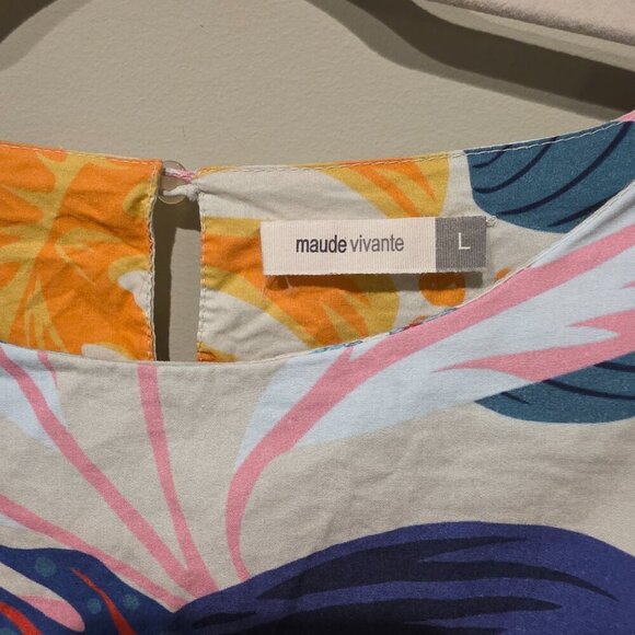 Maude Vivante Colorful Tropical Crop Long Sleeve Shirt Large - Picture 5 of 9